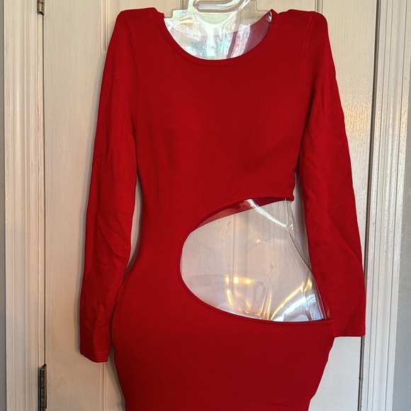 Hera Collection cut out red spandex pencil dress NWT L - Picture 2 of 9